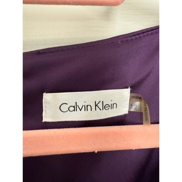 Calvin Klein Purple Sleeveless V-Neck Ruched Mini Sheath Dress 12 - Picture 3 of 8